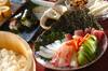 お好みの刺身と納豆の手巻き寿司の作り方の手順