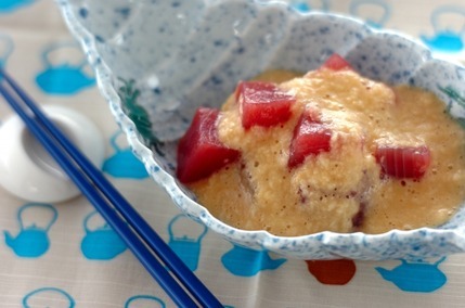 マグロの山かけ からしポン酢