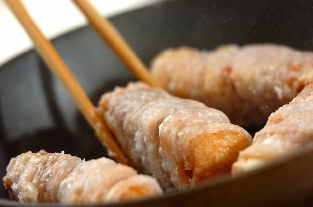 厚揚げの肉巻きみそダレの作り方の手順2