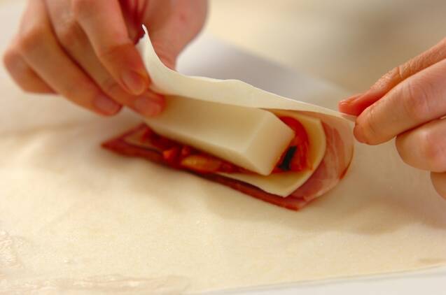 キムチーズ餅春巻きの作り方の手順2