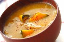豚バラ肉とカボチャのみそ汁