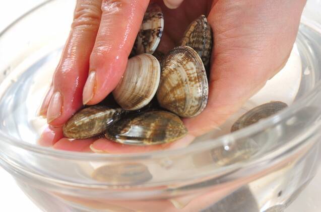 アサリと菜の花の炊き込みご飯の作り方の手順1