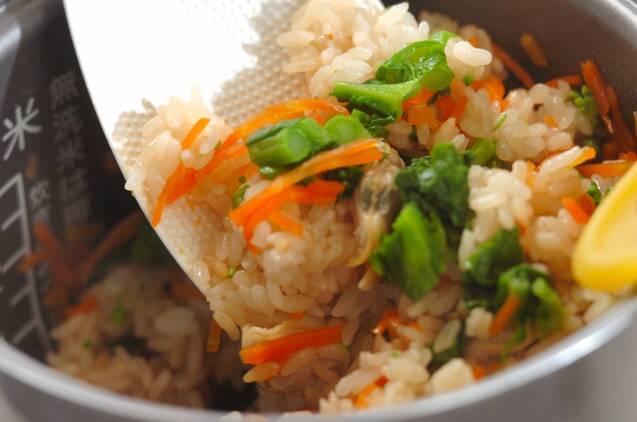 アサリと菜の花の炊き込みご飯の作り方の手順5