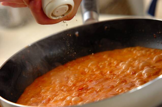 野菜たっぷりトマトクリームスパゲティーの作り方の手順3