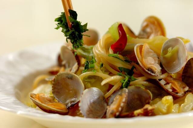 春キャベツとアサリの春パスタの作り方の手順6