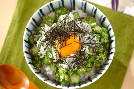 オクラとシラスの小丼