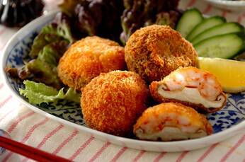 シイタケのエビ詰めフライ