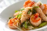 魚介とネギのガーリック炒め