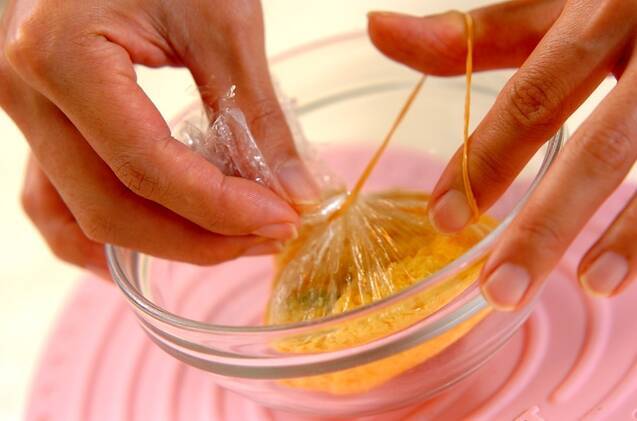 レンジで茶巾卵の作り方の手順2