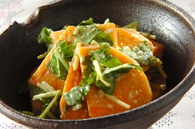 コク旨 柿とミツバのゴマ和え 副菜 レシピ 作り方 E レシピ 料理のプロが作る簡単レシピ