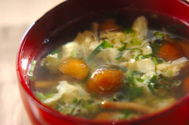 ナメコとミツバの卵スープ