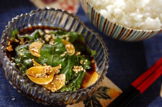 大葉のニンニクじょうゆ漬け