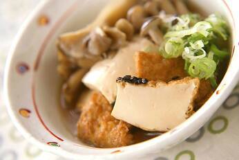 厚揚げとキノコの煮物