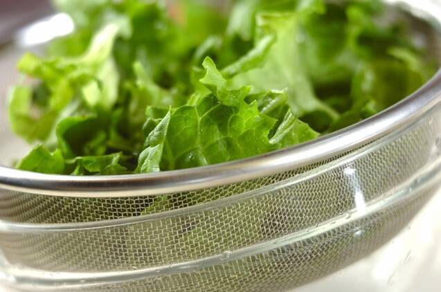 グリーンリーフとパルミジャーノチーズのサラダの作り方の手順1