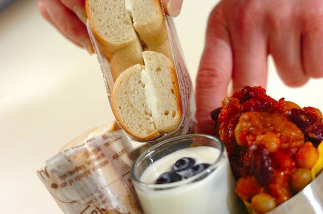 3品でOK　唐揚げチリコンカン弁当の作り方の手順5