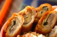 豚肉と油揚げのクルクル巻き