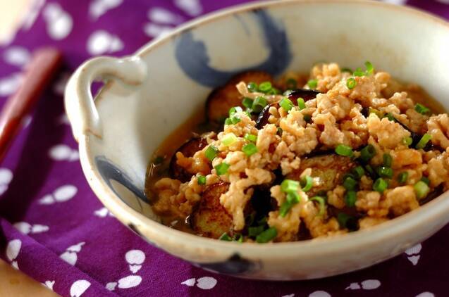 ナスの鶏みそあんかけ