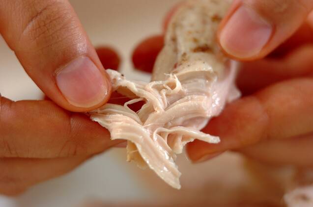 ささ身とトマトの冷製スパゲティーの作り方の手順4