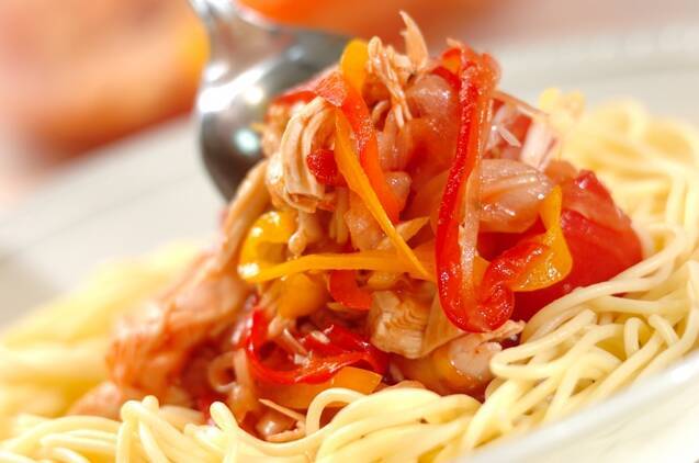 ささ身とトマトの冷製スパゲティーの作り方の手順9