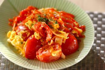 ミディトマトのふんわり卵炒め