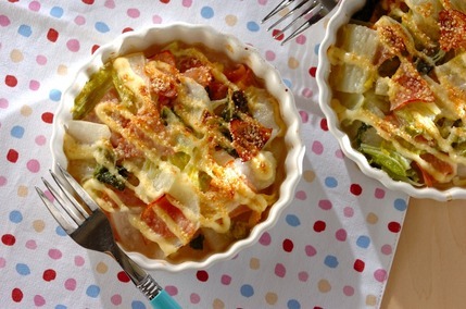 白菜とハムのマヨネーズ焼き