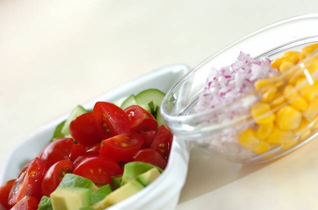 夏野菜のチョップドサラダ～爽やか大葉ドレッシング～の作り方の手順2