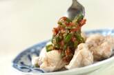 鶏ささ身の葛たたき　オクラ梅ダレの作り方4