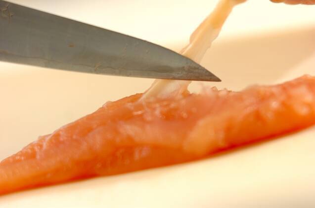 ミツバとささ身のからし和えの作り方の手順2