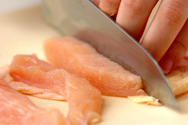 鶏むね肉のスティック唐揚げの作り方の手順1