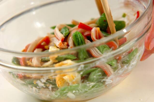 スナップエンドウの卵サラダの作り方の手順3