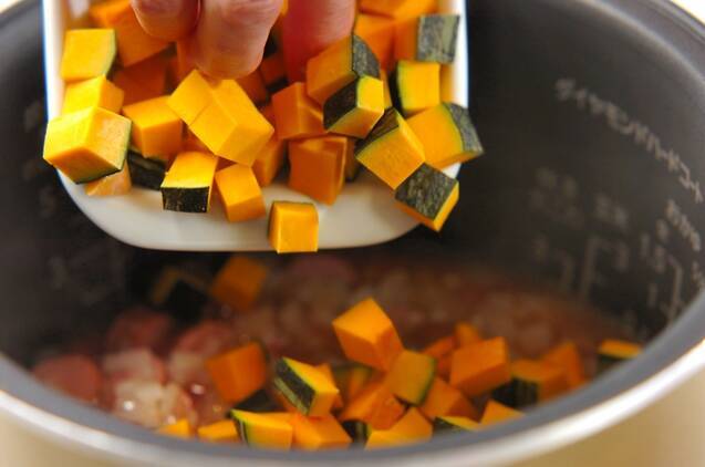 カボチャ入りジャンバラヤの作り方の手順3