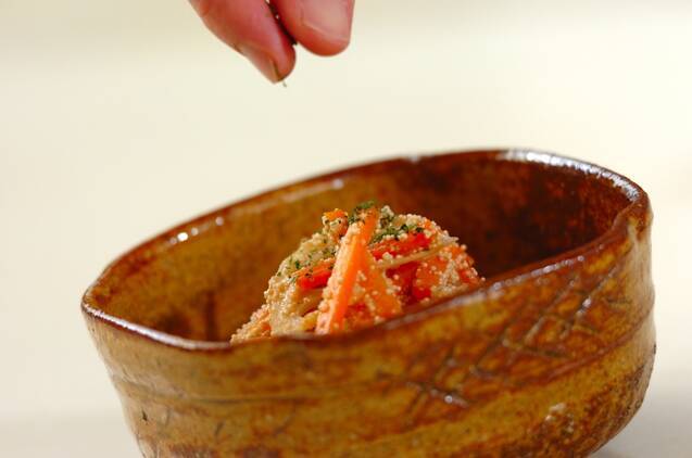 ニンジンとレンコンのタラコきんぴらの作り方の手順5