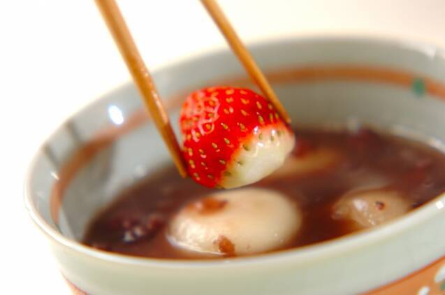 イチゴ白玉ぜんざいの作り方の手順5