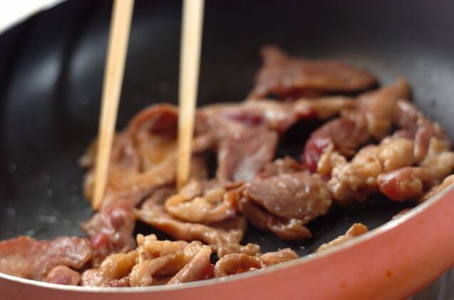 カボチャと豚肉のみそ炒めの作り方の手順3