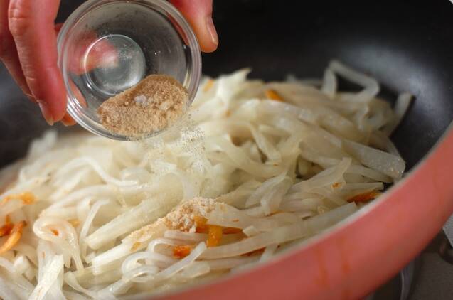 大根と桜エビの青のり炒めの作り方の手順4