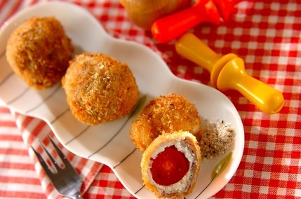 プチトマトの豚肉チーズ揚げ