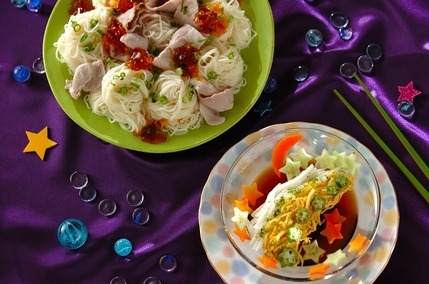 七夕のお絵かきジュレ素麺