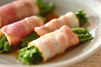 春菊のベーコン巻き 副菜 のレシピ 作り方 E レシピ 料理のプロが作る簡単レシピ