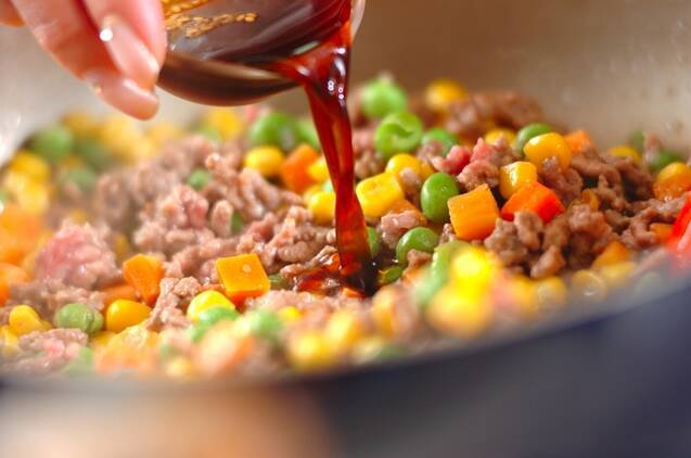 ミックスベジタブルの丼の作り方の手順3