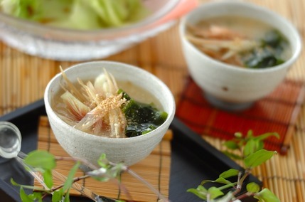 ミョウガの冷製みそ汁