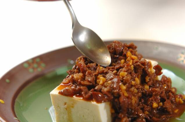 肉みそのっけ豆腐の作り方の手順4