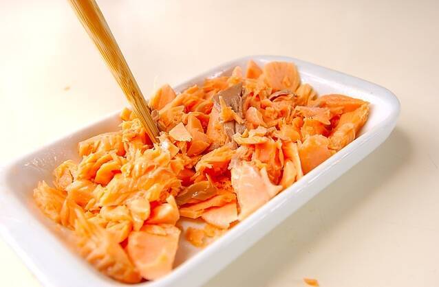 甘塩鮭のスパゲティの作り方の手順1