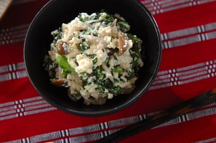 春菊とシメジの白和え