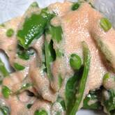 スナップエンドウの明太子マヨ和え