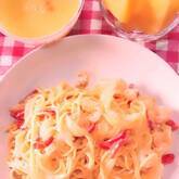 パプリカのエビチーズパスタ