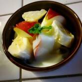 フルーツヨーグルトのメープルがけ