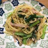 小松菜のシンプルパスタ