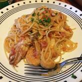 トマトソースでクリームパスタ