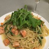 サーモンと大葉のパスタ