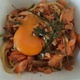 手作り鮭フレークのマヨパスタ